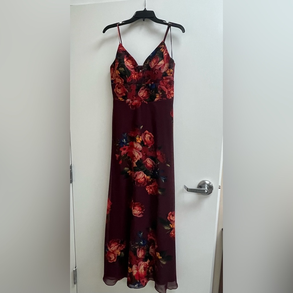 Maroon, floral maxi